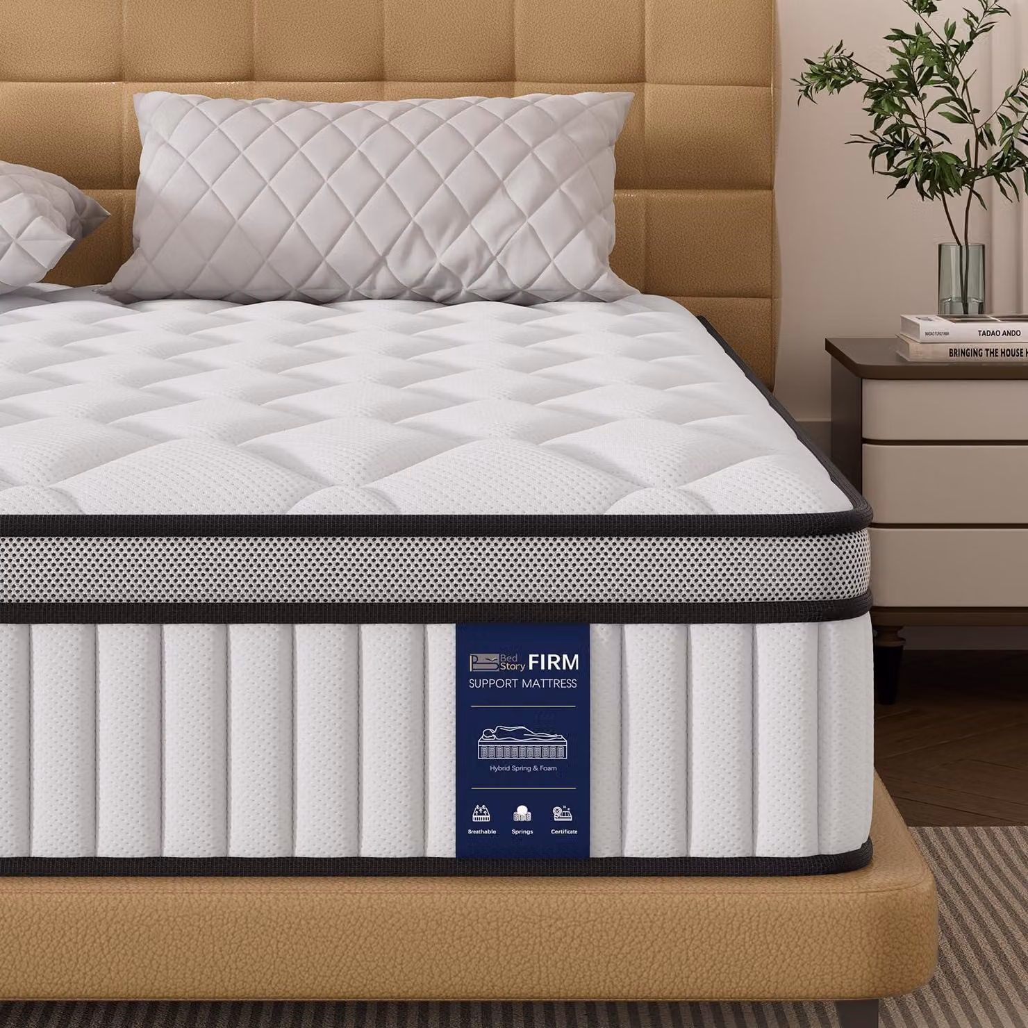 Materasso BedStory 100x200 cm, materasso a molle insacchettate, altezza 26 cm, materasso ortopedico