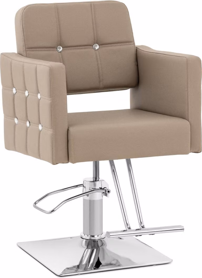 Expondo physa Poltrona da parrucchiere Cottam con poggiapiedi - Altezza seduta 49 - 63 cm - 150 kg - Grigio chiaro