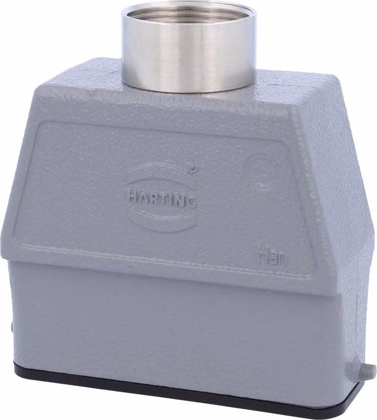 HARTING Han 16A Contenitore con bocchettone alto, 1xPG21 uscita cavo diritta, per 1 staffa (nella parte inferiore) Vite PG21