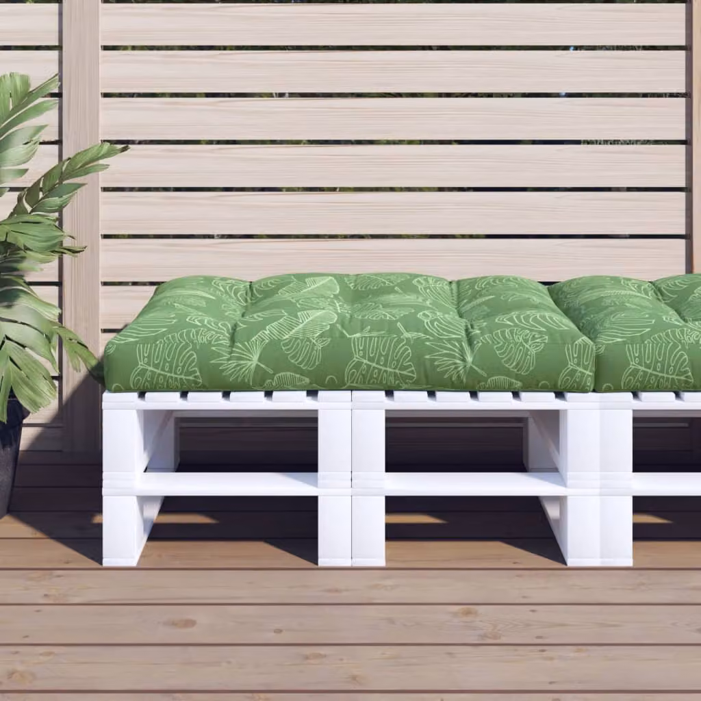 Cuscino per Pallet vidaXL Verde con Motivo a Foglie, L/P/H: 120 x 80 x 12 cm