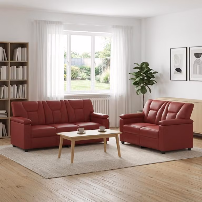 Set di 2 divani moderni vidaXL in similpelle rosso con struttura in metallo per il tuo soggiorno
