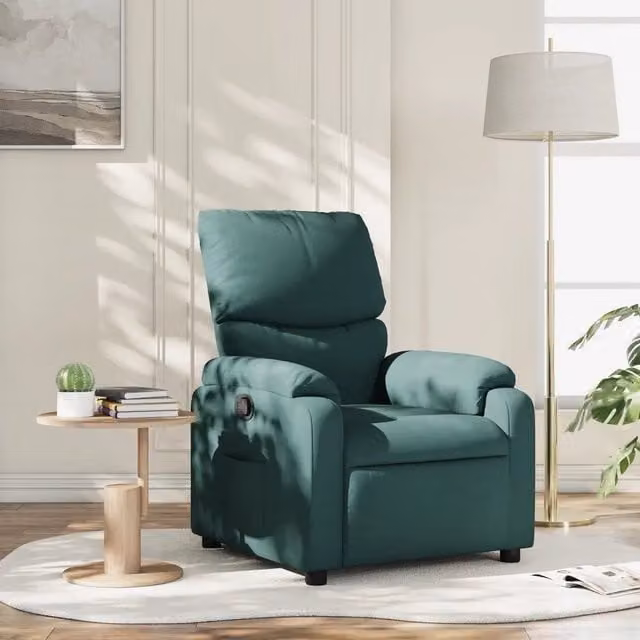 Poltrona Reclinabile Relax vidaXL in Tessuto Verde con Braccioli e Struttura in Legno e Metallo – 1