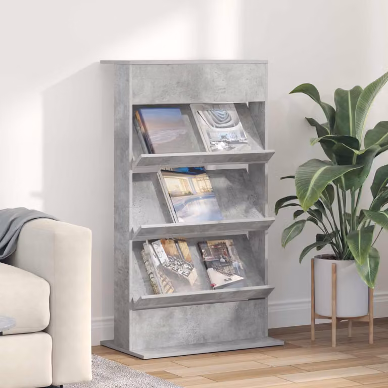 Scaffale per riviste vidaXL moderno Grigio, L: 70 cm, P: 41 cm, H: 126 cm