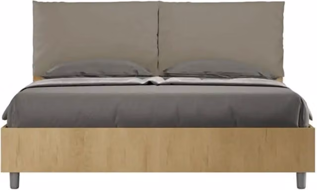 Letto matrimoniale senza rete 160x190 Quercia cuscini similpelle cappuccino Egos Antea