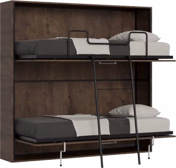 Letto singolo a scomparsa orizzontale Kando GIORDANOSHOP colore noce, L/P/H: 90 x 190 x 106 cm