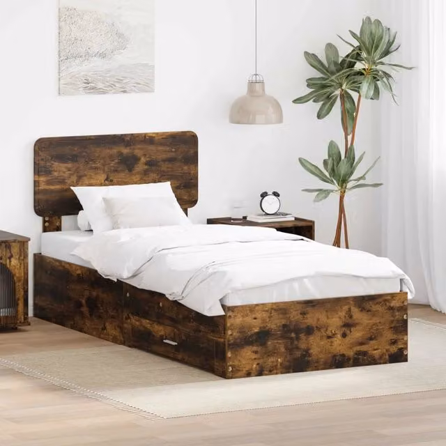 Struttura del letto-Giroletto Rovere fum¨¦ 100 x 200 cm Legno multistrato 889309