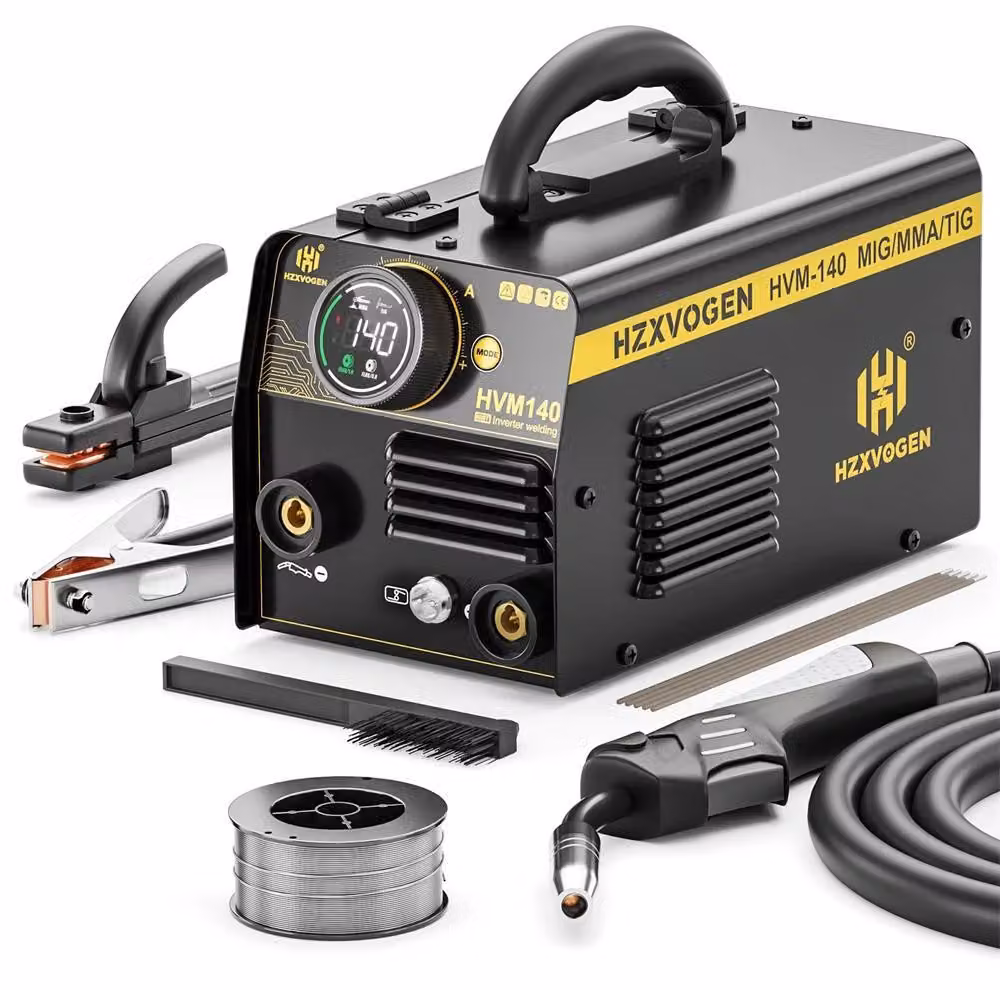 Saldatrice MIG - HVM140 3-in-1 Inverter - 140A - MIG/MMA/TIG senza gas - 220-240V, spina EU - Alimentazione automatica del filo sincronizzata - Display LED, portatile