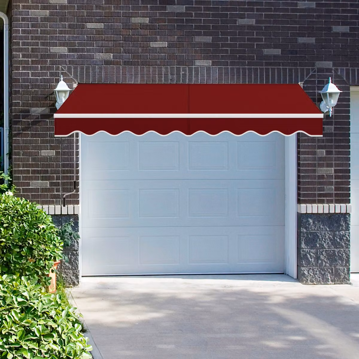Tenda da sole retrattile Costway in alluminio e poliestere impermeabile con manovella, Rosso Bordeaux, L: 295 cm, H: 250 cm