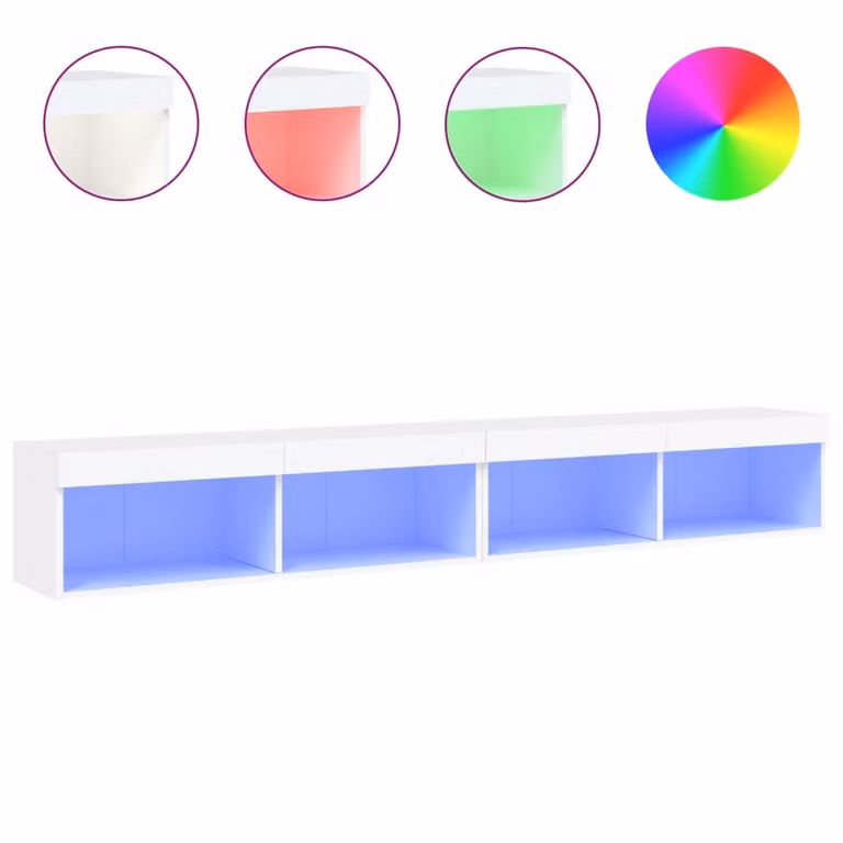 Mobili Porta TV con Luci LED 2 pz Bianchi 100x30x30 cm