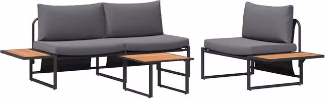 Set da Pranzo per Giardino 3 pz | Set Salotto da Giardino Antracite Acciaio