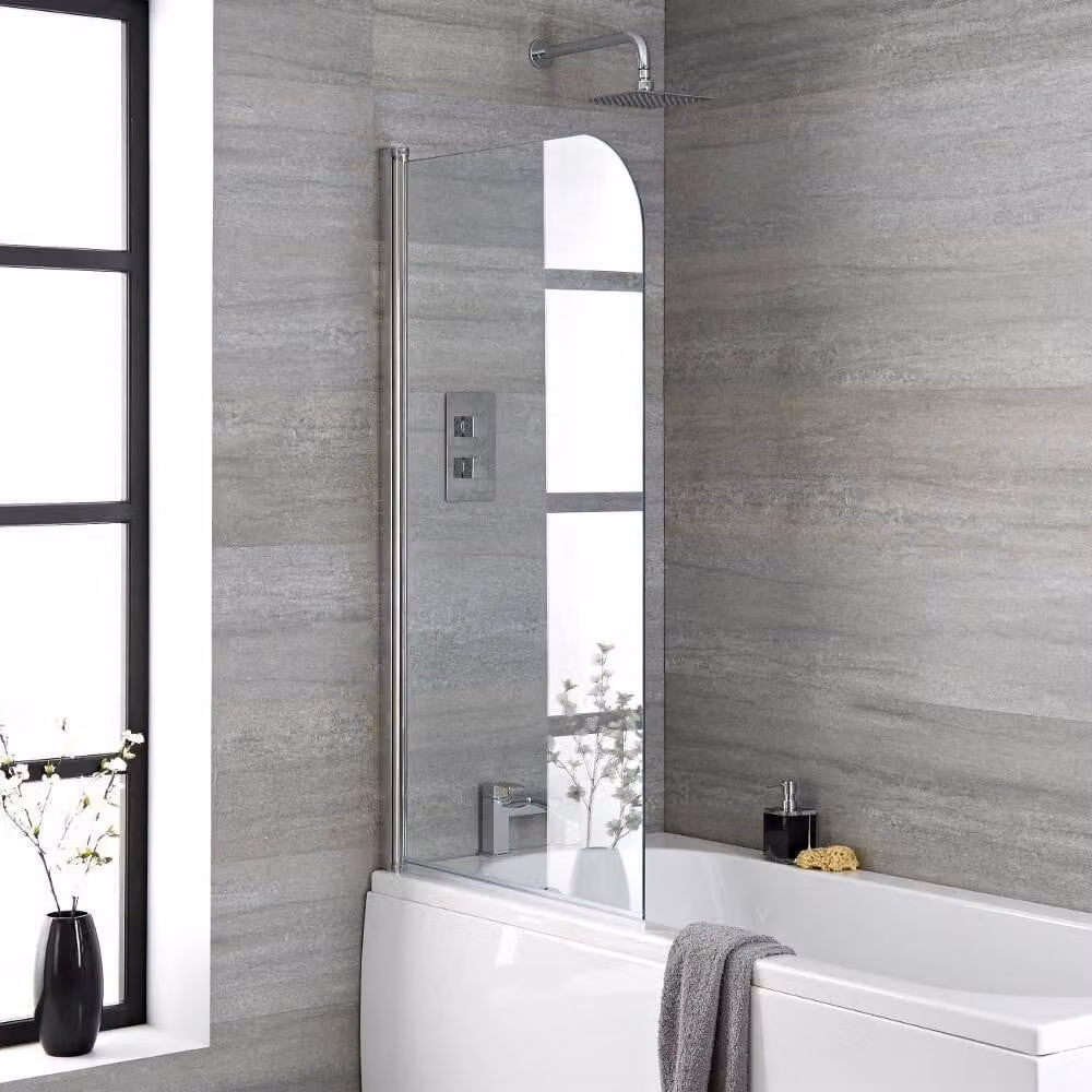 Parete Doccia per Vasca Da Bagno Curva - Finitura Cromata