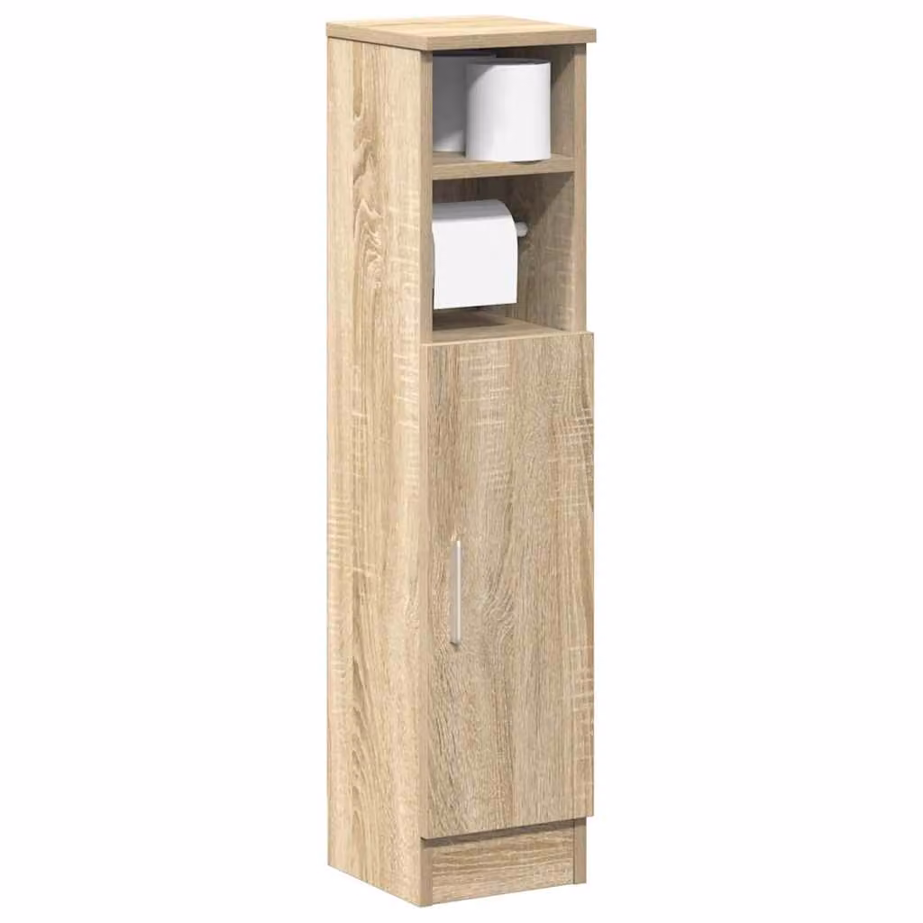 Mobile da bagno con portarotolo vidaXL in legno Rovere Sonoma marrone L: 20,5 cm, P: 22 cm, H: 90 cm