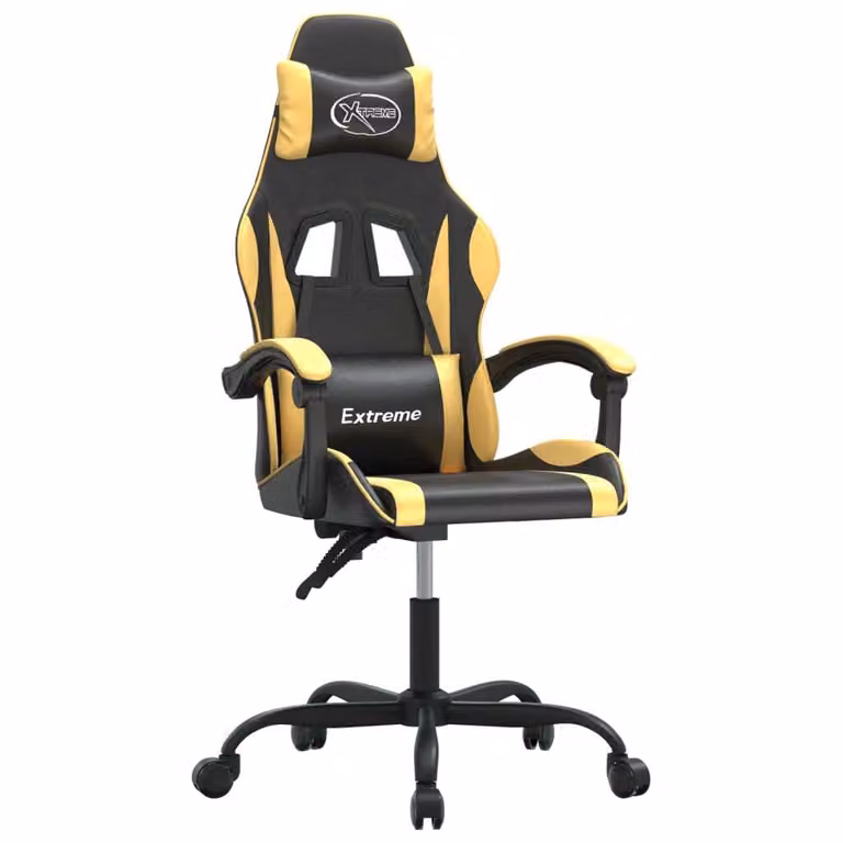 Sedia da Gaming Nera e Oro in Pelle finta