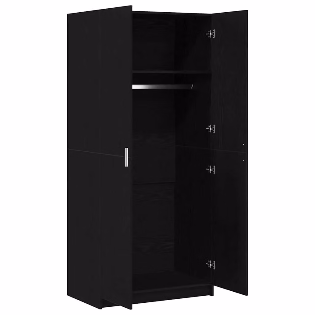 Armadio portaoggetti moderno in legno rovere nero con ante a battente e ripiani interni L: 80 cm, P: 50,5 cm, H: 180 cm – 2