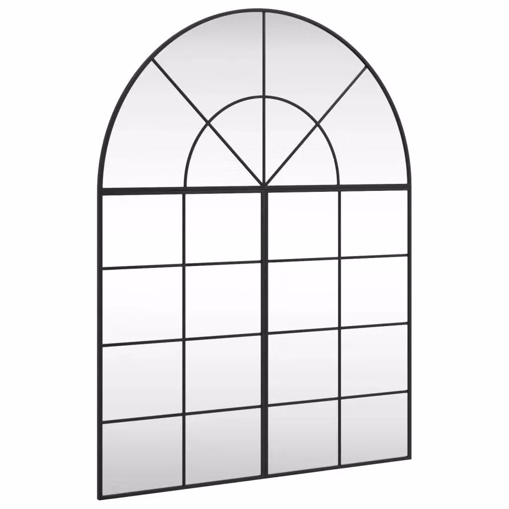 Specchio da Parete ad Arco Minimalista vidaXL in Metallo e Vetro Nero L: 100 cm, H: 130 cm – 2
