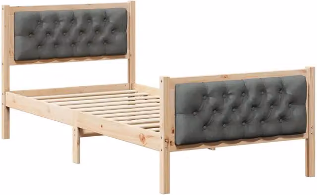 Letto singolo | Letto per adulti | Struttura del letto Grigio scuro 90 x 190 cm Pino massello