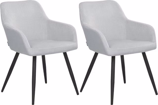 Set di 2 sedie imbottite BELIANI in velluto grigio con gambe in metallo per soggiorno, cucina e camera da letto