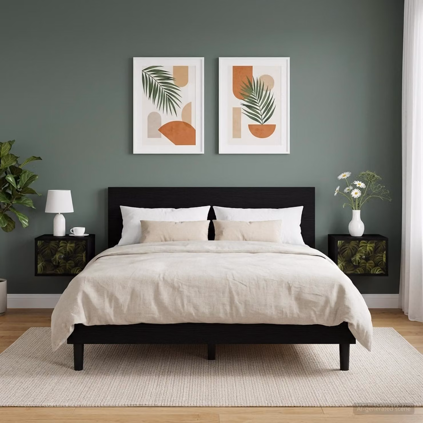 Set di 2 comodini sospesi vidaXL ELBURG in Rovere e Nero con finitura opaca