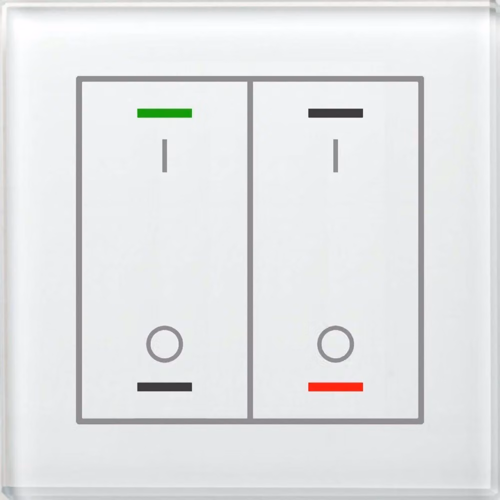 MDT BE-GTL2TW.B1 Pulsante in vetro II Light 2-gang RGB-W Sensore di temperatura commutazione bianco (BE-GTL2TW.B1)