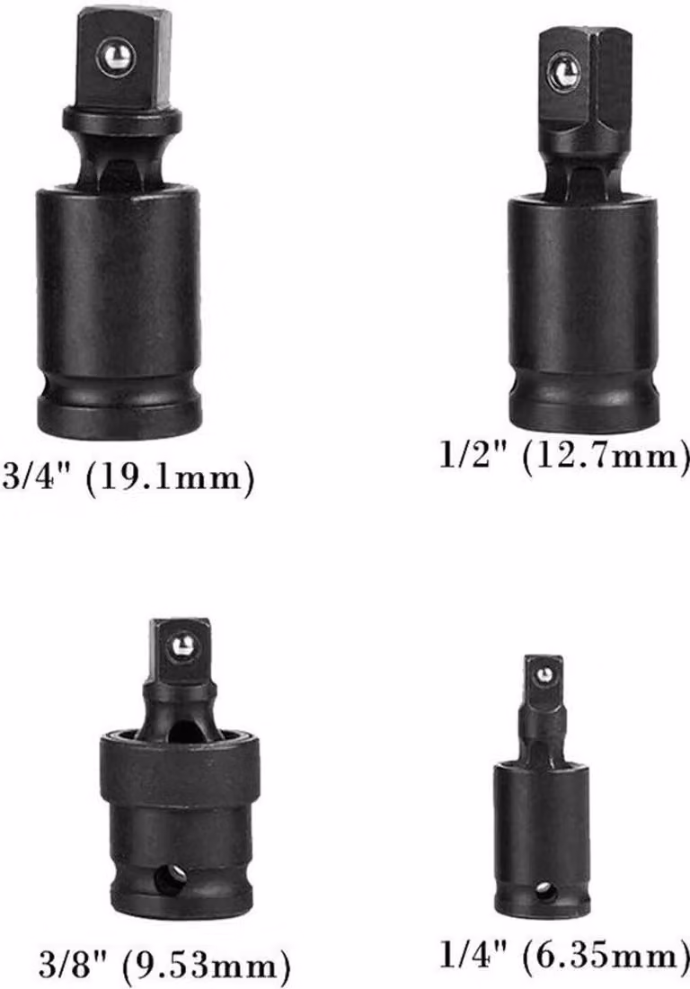 Adattatore per chiavi a cricchetto con giunto universale - Attacco da 3/4" - Resistente e durevole - Colore nero - Adatto per chiavi pneumatiche
