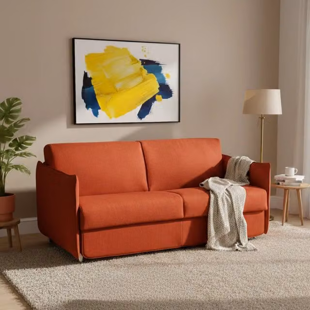 Divano Letto Verceia DMORA Made in Italy, 2 Posti, Arancione, L: 160 cm, P: 95 cm