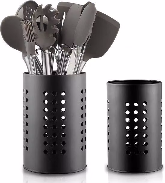 Portacucchiai in legno e metallo per la cucina - Organizer per accessori da cucina - Portacucchiai in legno per la cucina