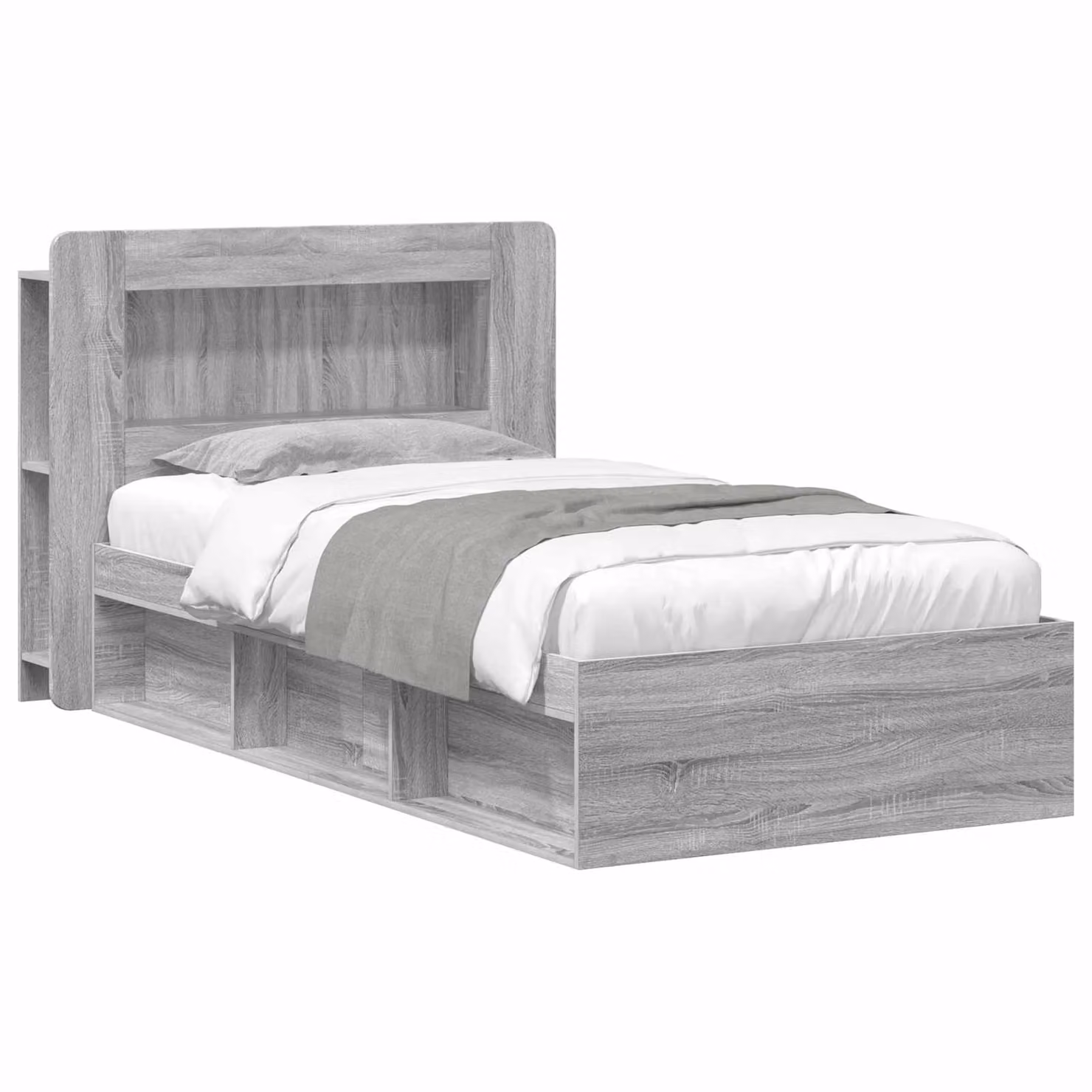 vidaXL Telaio letto moderno con cassetti in legno ingegnerizzato, colore grigio, L/P/H: 221.5 x 80 x 93.5 cm