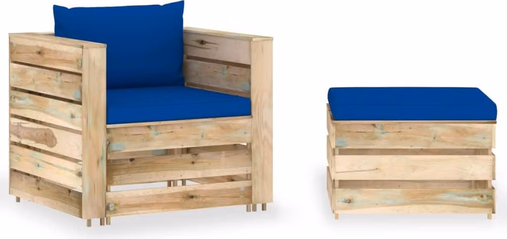 Maison Exclusive - Set da giardino a 2 pezzi con cuscini, verde, in legno trattato
