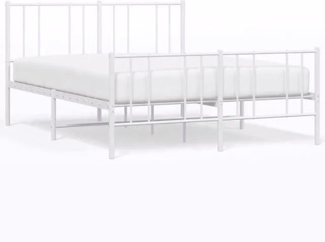 Letto matrimoniale | Letto per adulti | Giroletto con Testiera e Pediera Metallo Bianco 160x200 cm