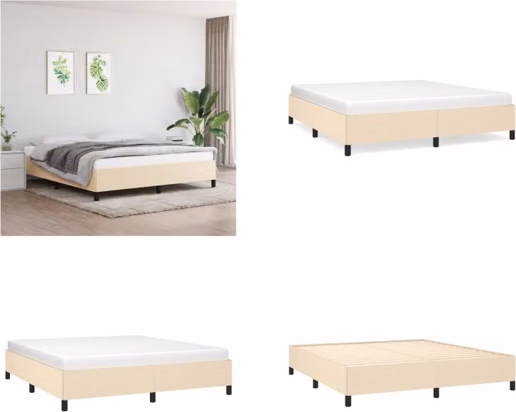vidaXL Struttura letto crema 160x200 cm in tessuto - Struttura letto - Cornici letto - Struttura letto - Letto