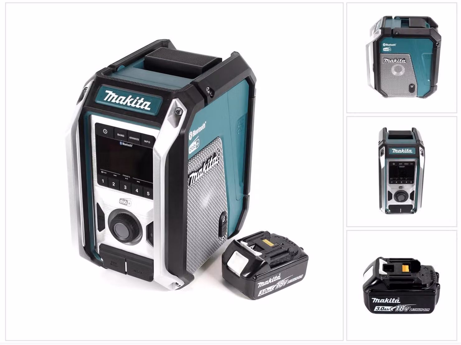 Radio da cantiere a batteria Makita DMR 115 F1 12 V - 18 V Bluetooth DAB+ IP65 + 1 batteria da 3,0 Ah, senza caricabatterie