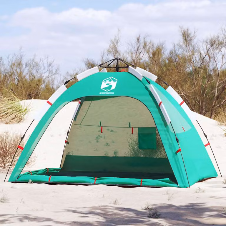 Tenda da spiaggia vidaXL per 2 persone, verde, impermeabile in poliestere
