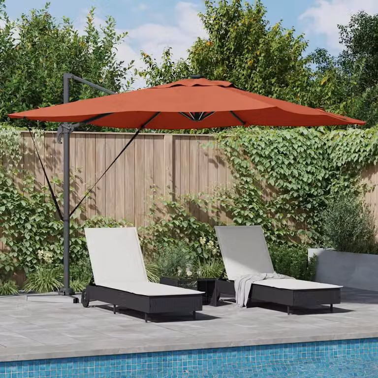 Ombrellone a braccio mobile vidaXL color terracotta in alluminio e poliestere L: 286 cm, P: 284 cm, H: 270 cm