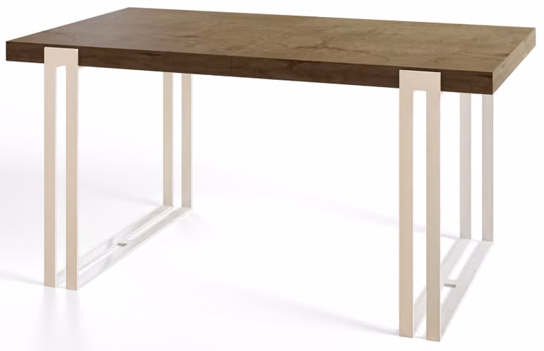 Tavolo da pranzo rettangolare rosa, tavolo da salotto moderno 140x80x77 cm, Lefkas con gambe in metallo bianco