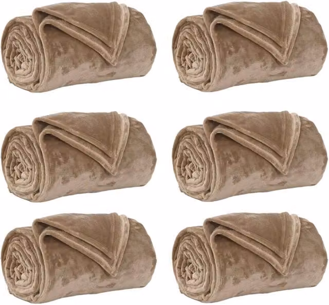 Coperte da Pile 6 pz Cammello 240 x 270 cm Panno