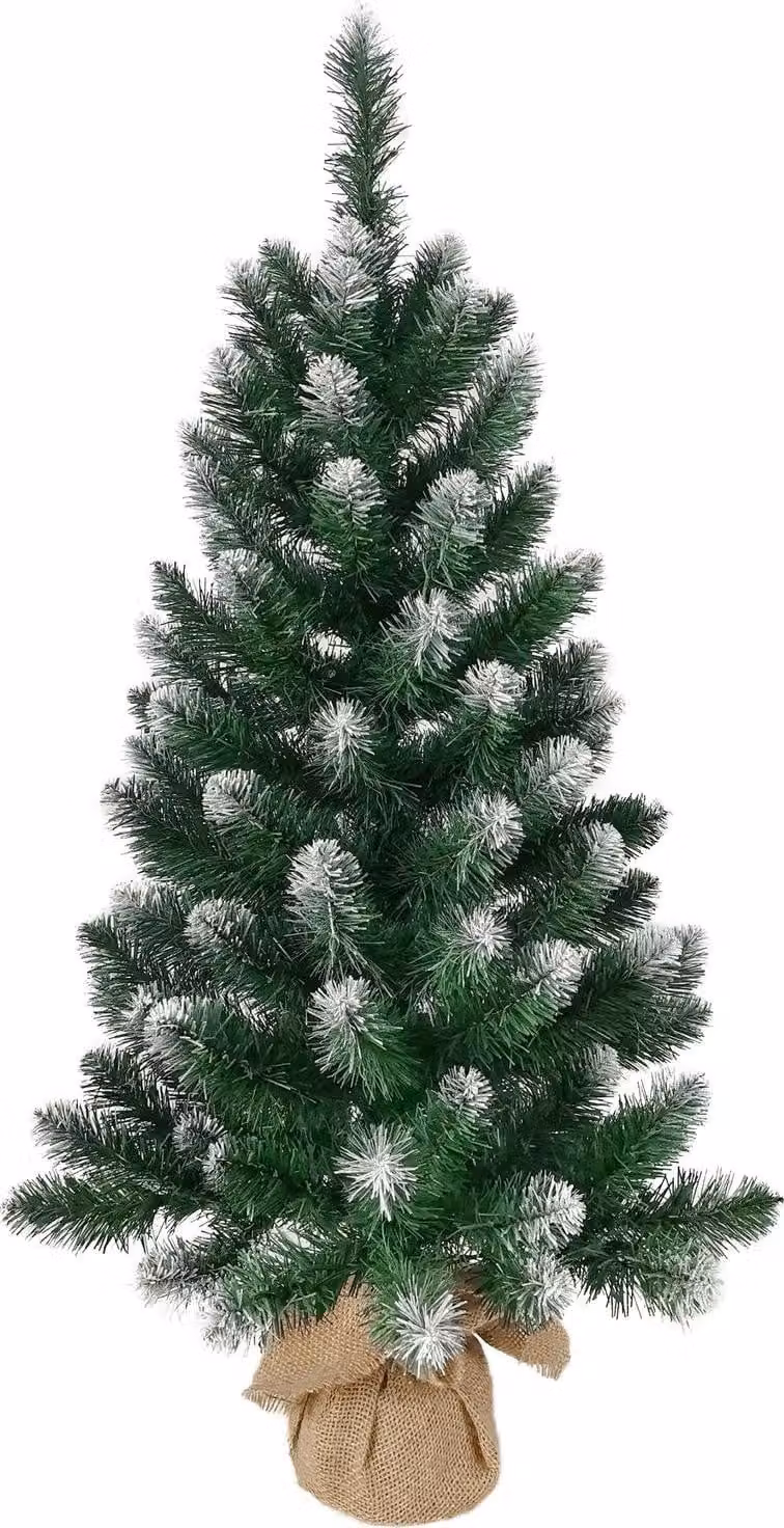 Albero MagicHome Natale Nico, abete in juta, punte innevate, 90 cm