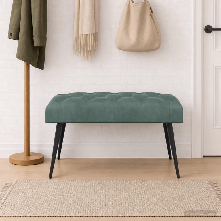 Panchina moderna vidaXL in velluto verde con bottoni imbottiti L 80 x P 40 x H 46 cm