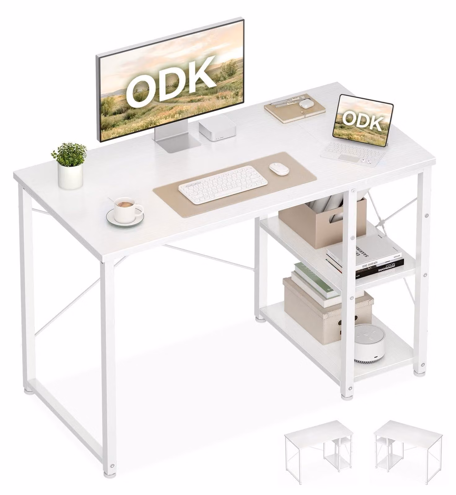 Omgoods - Scrivania con piano ribaltabile, 100x48 cm, bianca