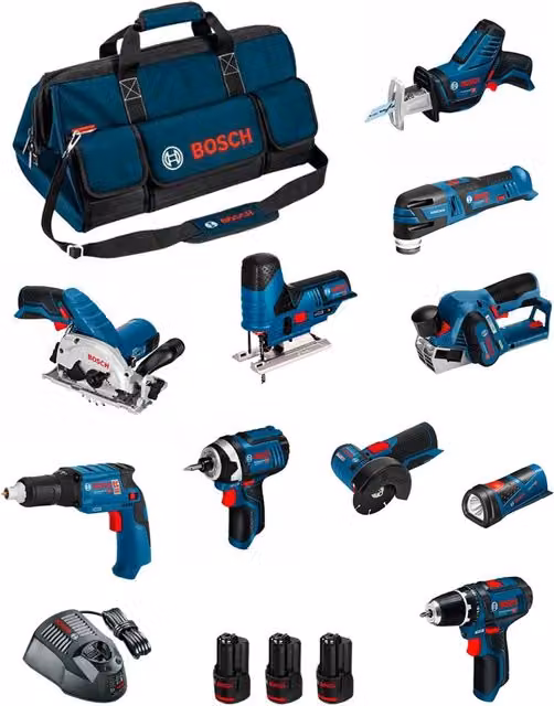 Kit utensili Bosch BMKB10-28CD3 blu con batterie ricaricabili