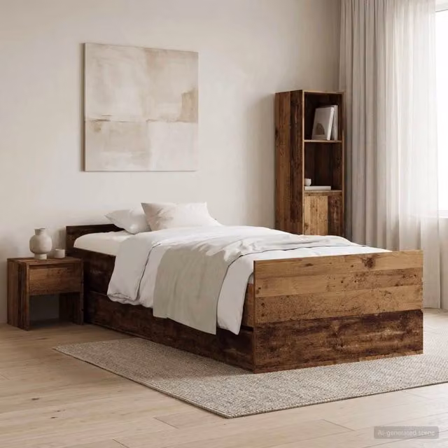 Struttura letto moderna vidaXL in legno color marrone L/P/H: 100 x 200 x 203 cm – 1