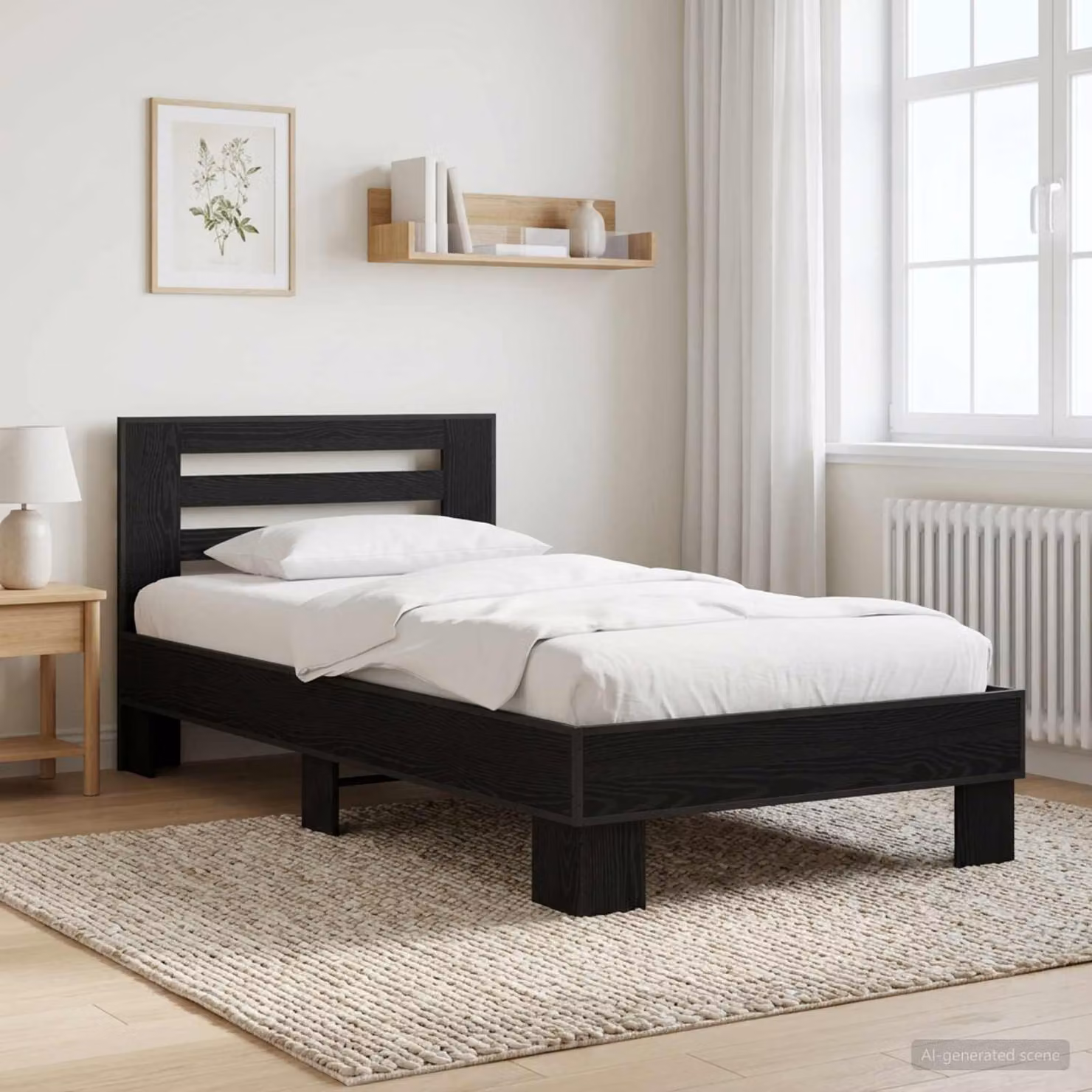 Struttura letto con testata vidaXL in legno Rovere Nero L/P/H: 200 x 80 x 83 cm