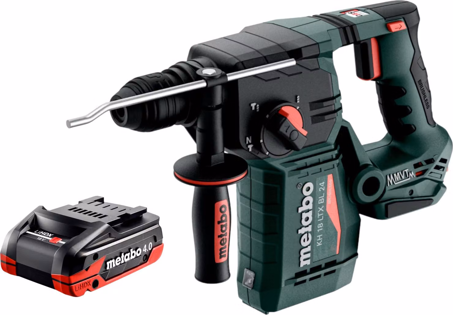 Metabo KH 18 LTX BL 24 trapano a percussione a batteria 18 V 2,2 J SDS Plus Brushless + 1x batteria LiHDX 4,0 Ah - senza caricabatteria