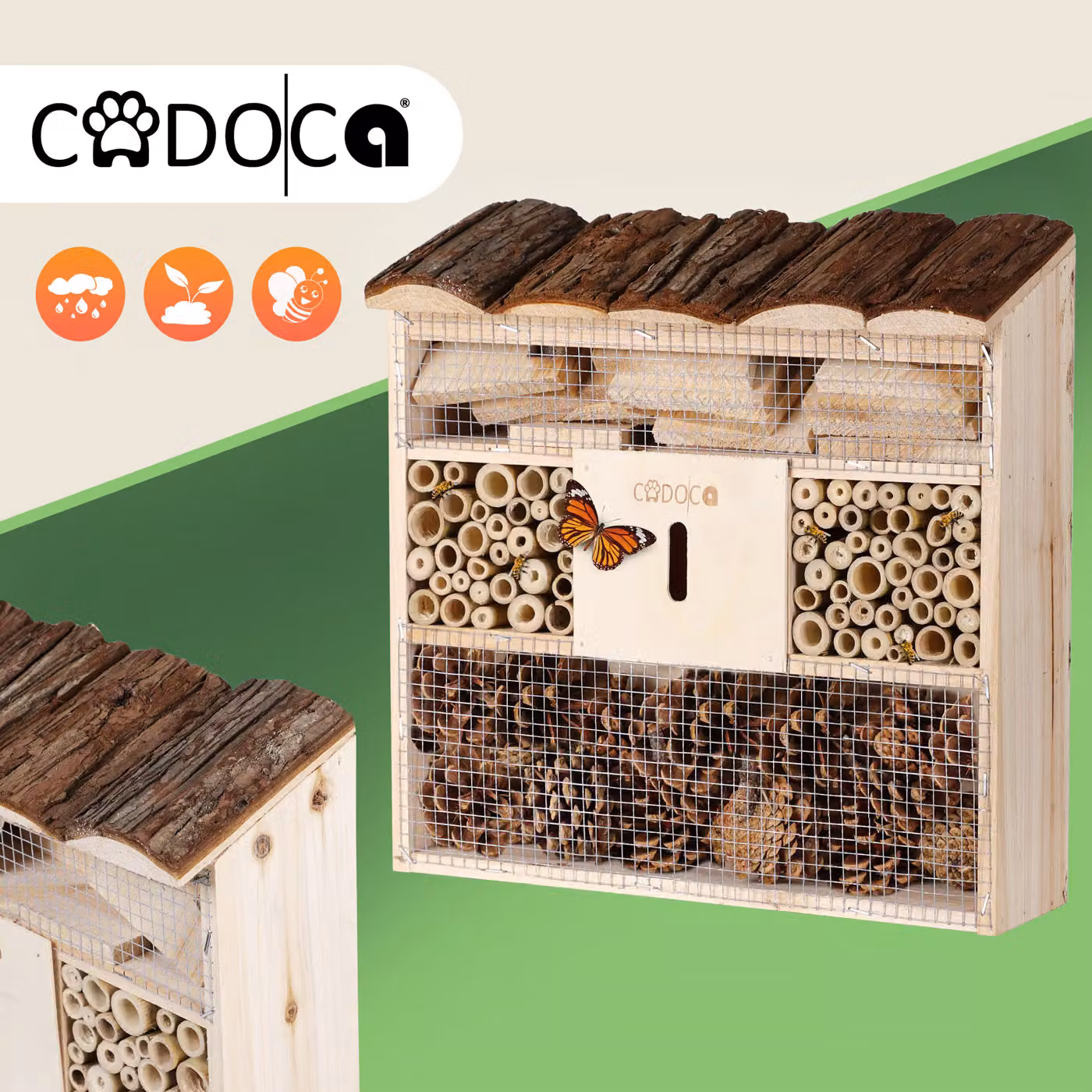 Casetta per insetti Cadoca in legno e bambù colore marrone H: 31 cm, L: 30,5 cm, P: 9,5 cm – 3