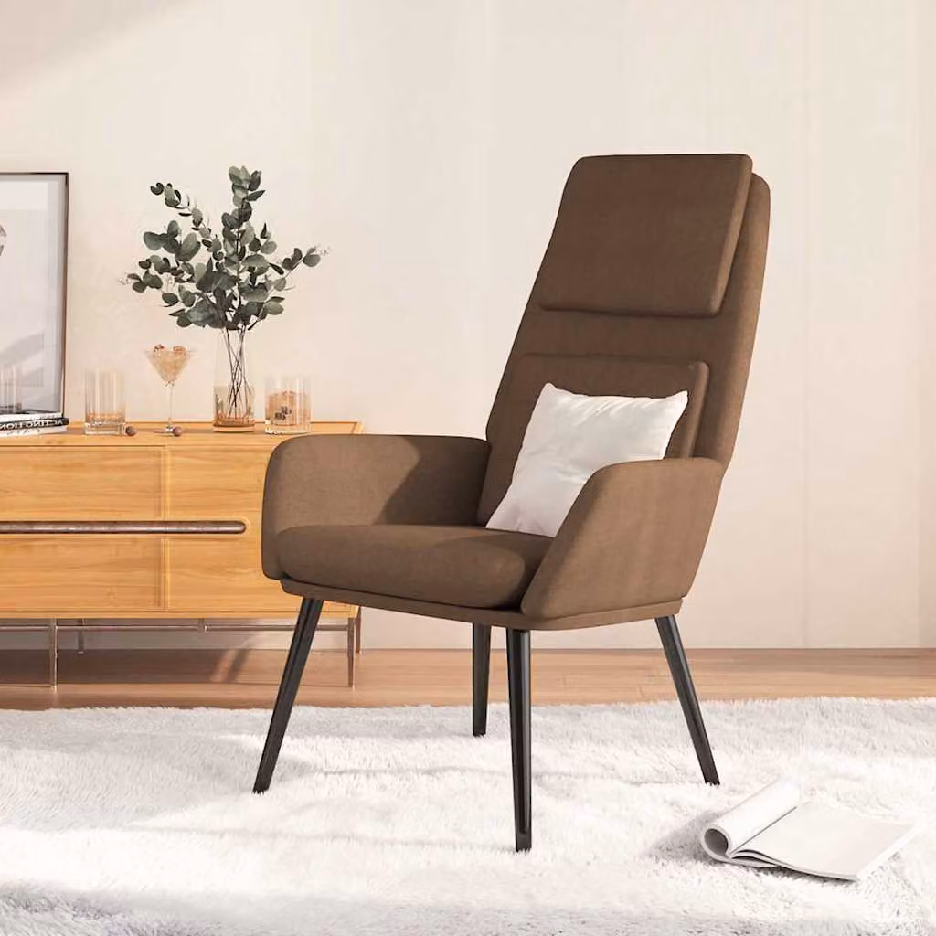 vidaXL Poltrona Relax Reclinabile Marrone in Tessuto con Braccioli e Struttura in Metallo