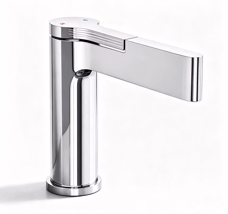 Miscelatore per lavabo in cromo, con cartuccia in Vetroceramica e funzione di risparmio idrico, ideale per il bagno