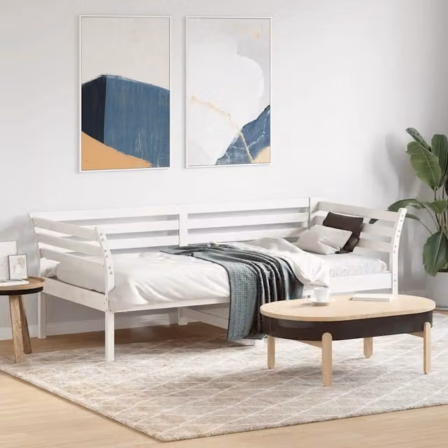 Dormeuse bianca in legno massello di pino vidaXL L/P/H: 90 x 190 cm – 1