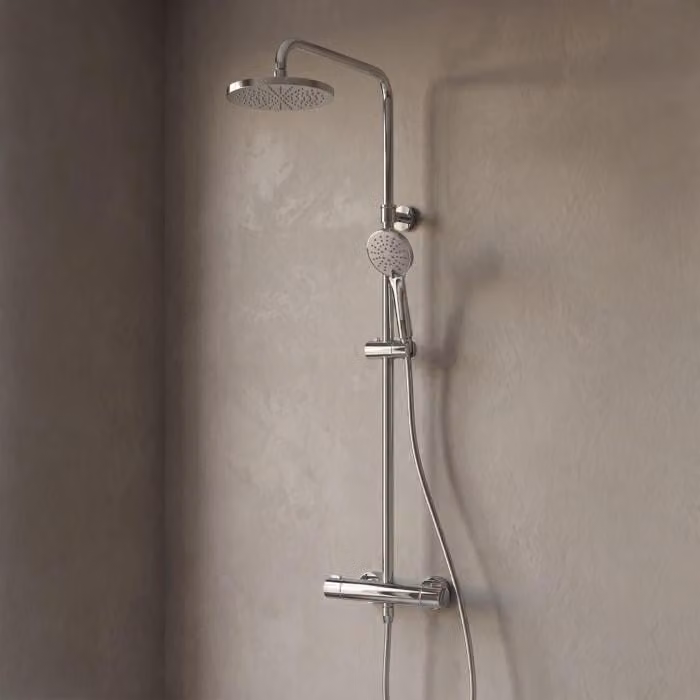 Sistema doccia da parete Kronenbach, rotondo, con termostato e soffione di diametro 20 cm