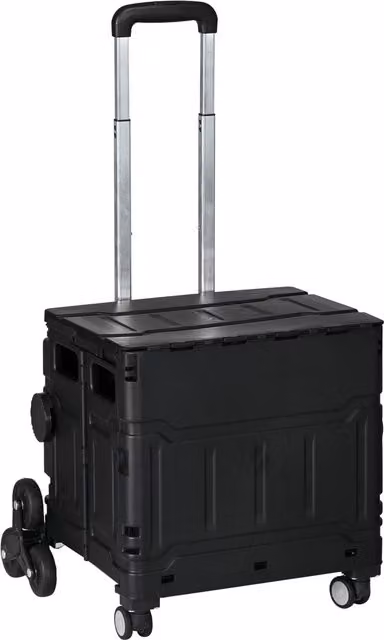 Carrello della spesa saliscale pieghevole HOMCOM con manico telescopico, Nero