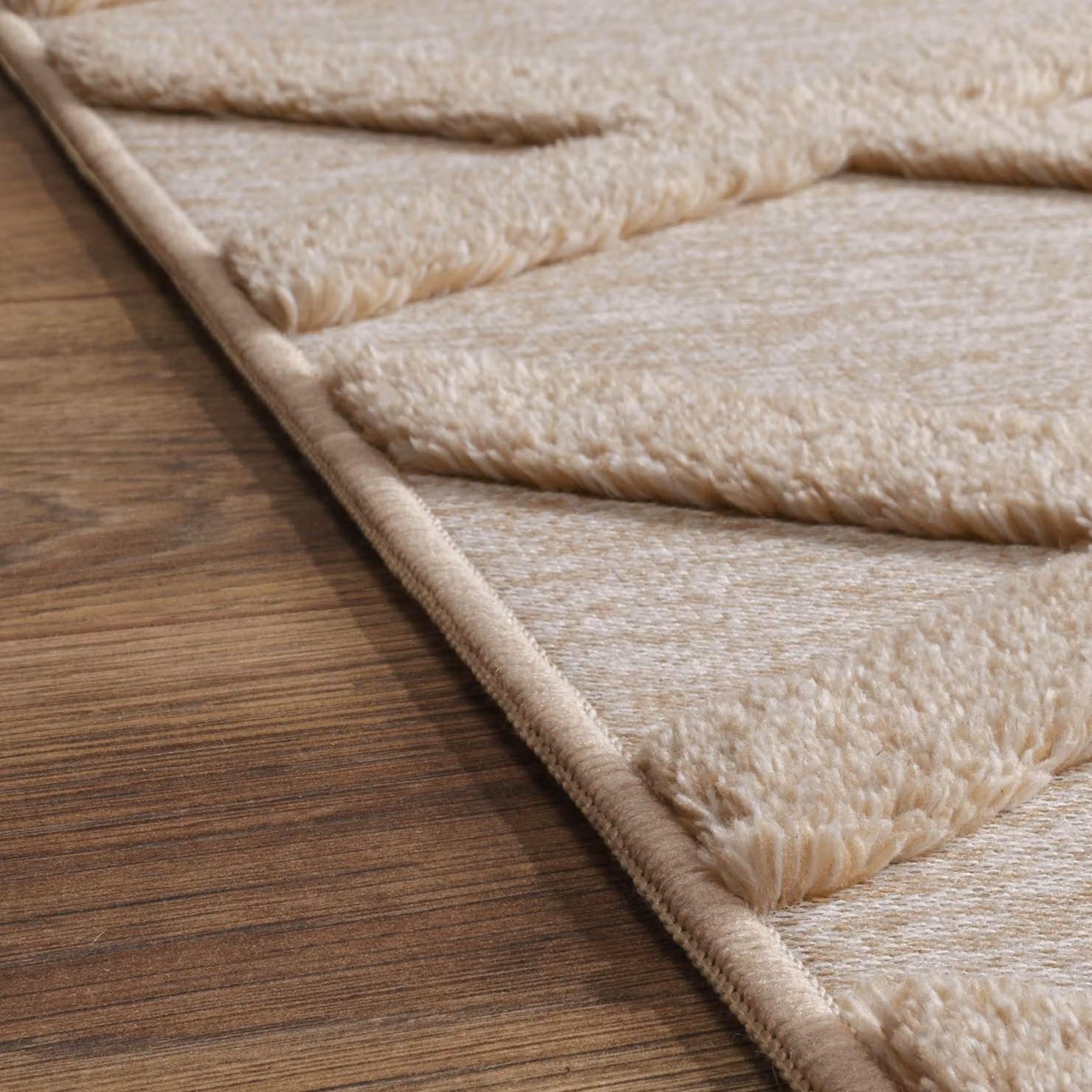 Tappeto lavabile Utah beige con motivo a diamanti, moderno e resistente, L: 120 cm x P: 160 cm – 2