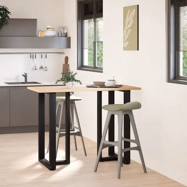 Coppia di gambe per tavolo da bar a forma di T in acciaio nero, design moderno, L/P/H: 60 x 35 x 101 cm